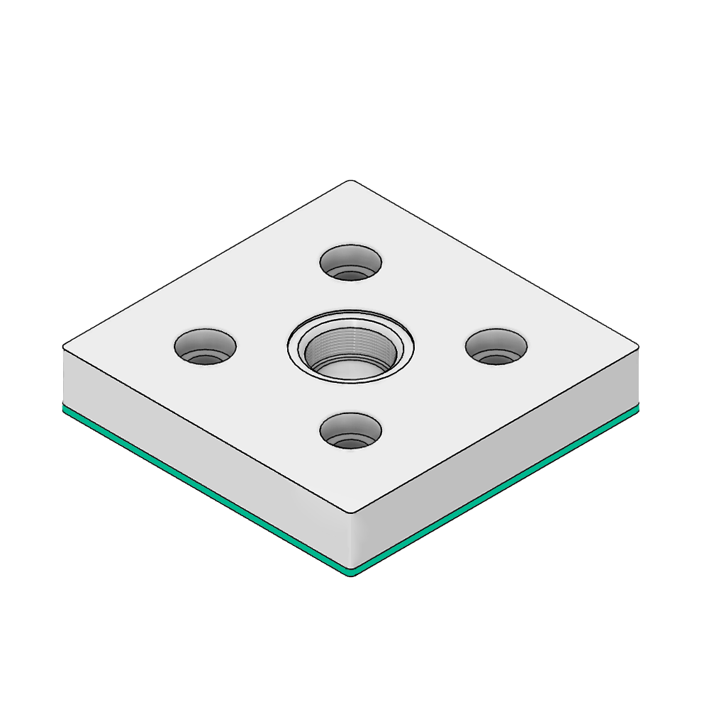 32-909012G-1 MODULAR SOLUTIONS PNEUMATIC PLATE 90MM X 90MM WITH GASKET 1/2" G THREADED CENTER THRU HOLE